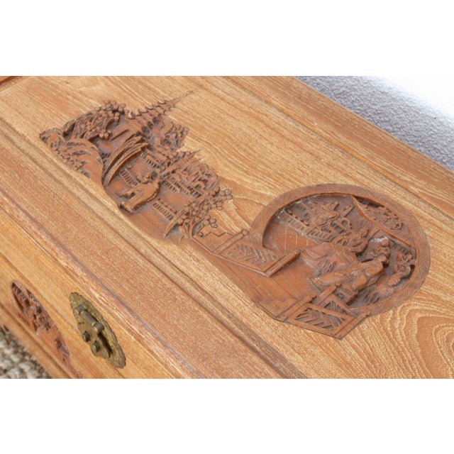 Vintage Chinese Finely Carved Chest For Sale - Image 4 of 11