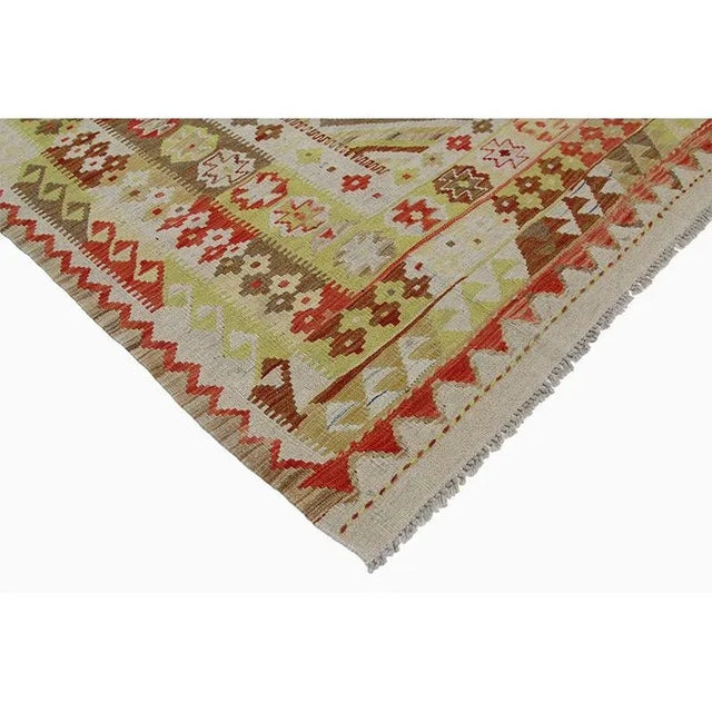 Textile Traditional Handwoven Turkish Kilim Area Rug 5'1" X 6'1" For Sale - Image 7 of 10
