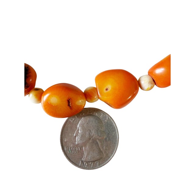 Vintage Chunky Natural Salmon Coral Necklace 9.5" H For Sale In New York - Image 6 of 12