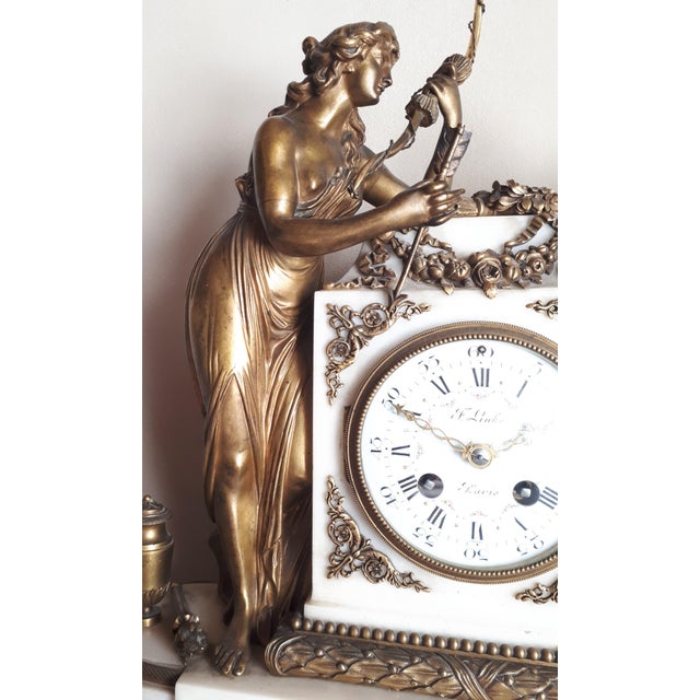 Pendulum Clock in Marble and Gilt Bronze by François Linke For Sale - Image 10 of 17