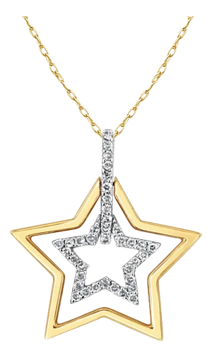 Star Within A Star Diamond Necklace 16"