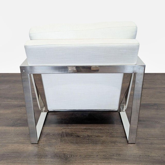 Metal Restoration Hardware Modern Lounge Chair With Ottoman For Sale - Image 7 of 11