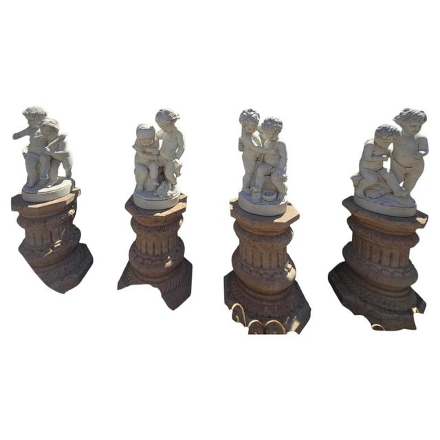 Stone Italian Artist, Putti Groups, Late 20th Century, Marble, Set of 4 For Sale - Image 7 of 7