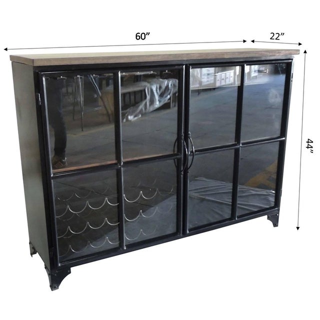 Contemporary Odila Glass Door Bar Cabinet With Bottle And Glass