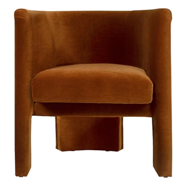 Matthew Izzo Home Lansky Rust Velvet Barrel Chair For Sale