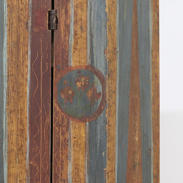 Rustic Farmhouse Folk Art Painted Bridal Cabinet, 1827 For Sale - Image 15 of 17