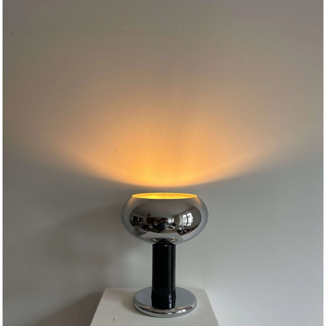 Vintage Italian Table Lamp in Chrome and Black Lacquered Metal, 1960s For Sale - Image 4 of 7