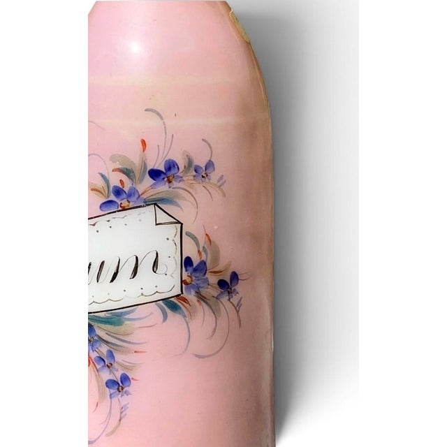 1900 - 1909 Victorian Glass Antique Barber Bottle Hand Painted Flowers For Sale - Image 5 of 16