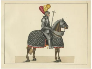 Armoured Knight and Horse in Tournament Dress, 1842, Paper
