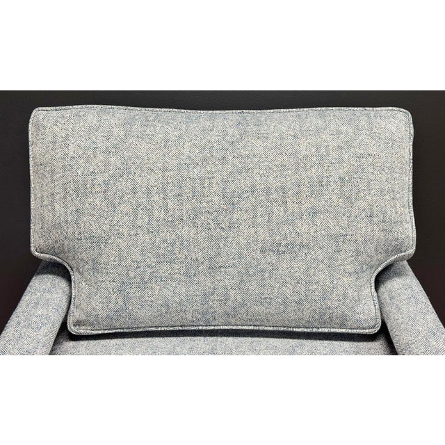 Newly Upholstered Vintage MCM Parsons Chair in Blue Tweed For Sale - Image 10 of 12