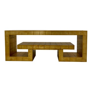 1980s Henredon Greek Key Coco Gold Leaf Console Table For Sale