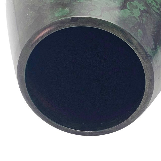 Mid Century Japanese Takaoka Bronze Vase With Mixed Metal Lily Inlay 9.75” For Sale - Image 9 of 12