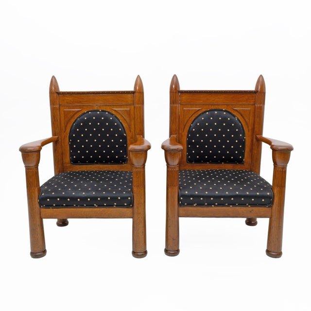 Art Deco Amsterdam School Armchairs in Oak, 1920s, Set of 2 For Sale - Image 10 of 13