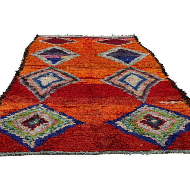 Tribal Vintage Orange Boujad Moroccan Rug - 04'00 X 08'05 For Sale - Image 3 of 9