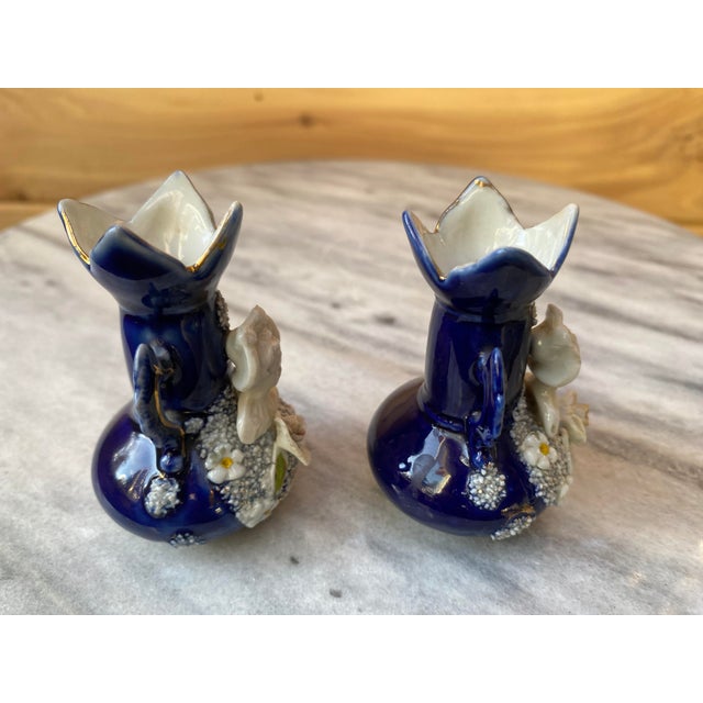 Mid 19th Century Old Paris Cobalt Vases- a Pair For Sale - Image 4 of 7