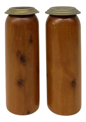 1960s Mid Century Modern Wood Candlesticks - a Pair