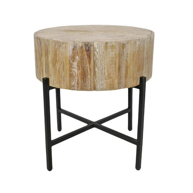 Mia Round Wood & Iron Side Table For Sale - Image 10 of 10