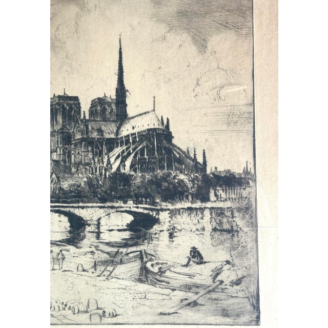 Paper Notre Dame, Paris Original Drypoint Etching by Harold Field Kellogg For Sale - Image 7 of 10