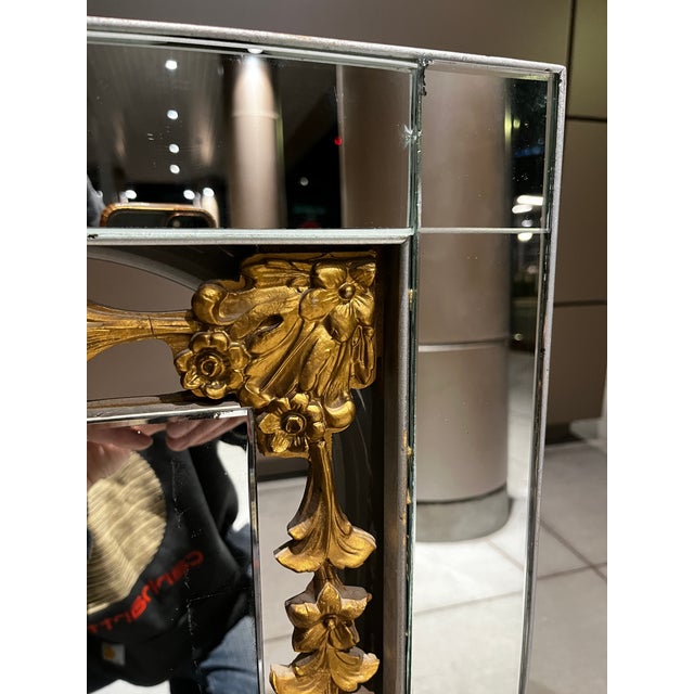 Large Hollywood Regency Silver & Gilt Antique Wall Mirror Style of Maison Jansen For Sale - Image 11 of 12