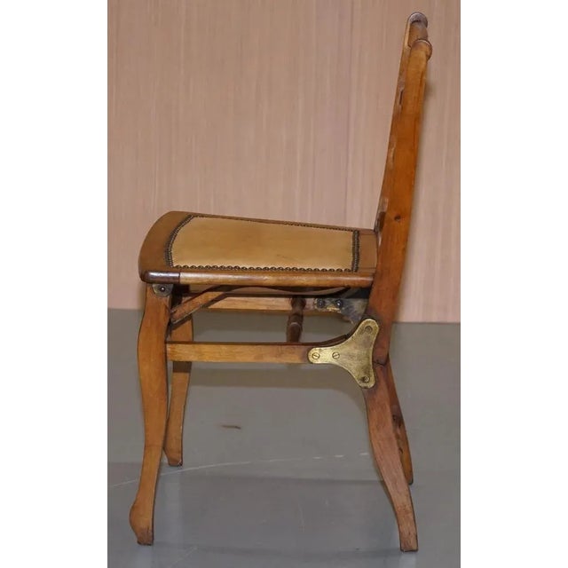 Solid Fruitwood Brass Fitting Military Campaign Folding Chair, 1890s For Sale - Image 15 of 18
