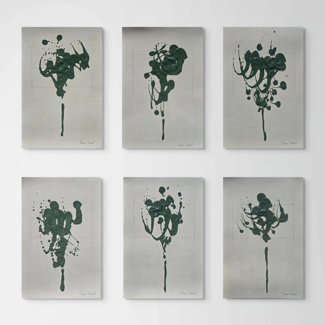 Set of 6 - Organic Modern Original Flower Paintings by Diane Grant Oil and pencil on high quality 'Hahnemuhle' Canvas...