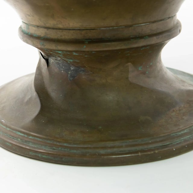 Brass Garden Planter With Lions Heads For Sale - Image 9 of 13