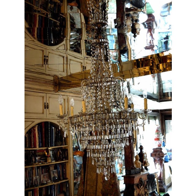 Large Spanish La Granja Crystal Chandelier, 1890s For Sale - Image 5 of 6