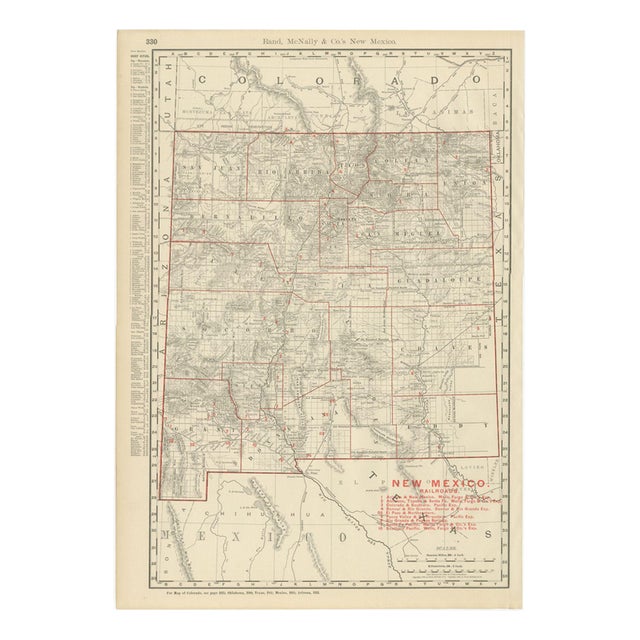 Antique Map of New Mexico Territory, Before Statehood from Rand McNally, 1899 For Sale