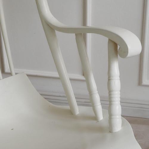 Vintage Windsor-Style White Rocking Chair For Sale - Image 5 of 15