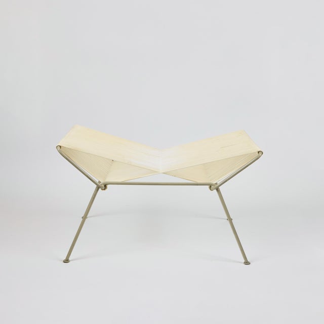 White Mid-Century Iron + Cord Stool, Original Condition For Sale - Image 8 of 12