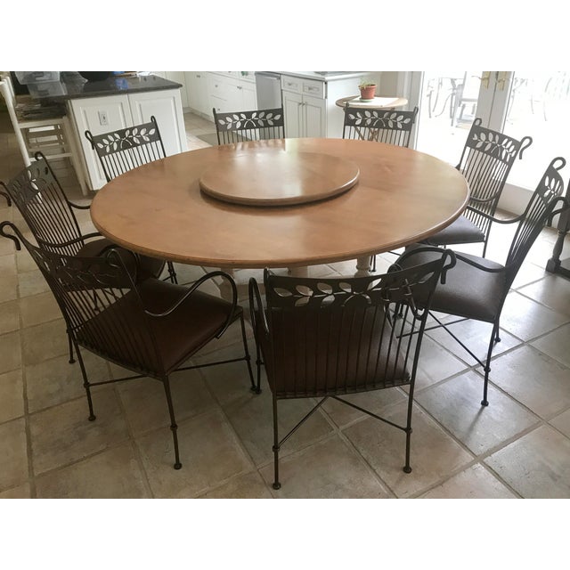 1980s Custom 68” Round French Country Dining Set - 9 Pieces For Sale In New York - Image 6 of 6