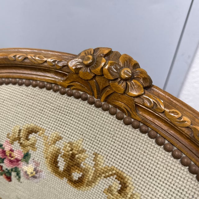 Antique Louis XV Style Needlepoint Arm Chairs, Pair For Sale - Image 11 of 12