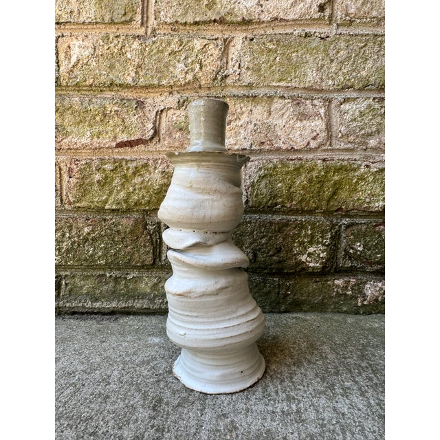 Off White Ceramic Pottery Vase For Sale - Image 4 of 17