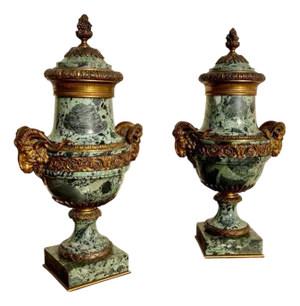 Napoleon III Vases in Marble and Bronze, Set of 2