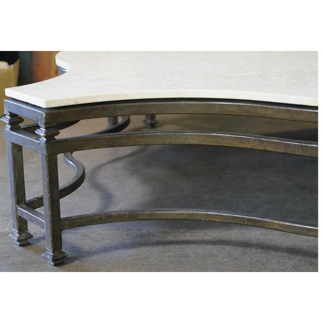 Extra Large Iron and Marble Top Coffee Table Bob Newhart Estate For Sale In Los Angeles - Image 6 of 8