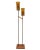 Wood Asymmetric Mid-Century Brass Torchiere Floor Lamp With Wood Base Smoked Swirl Glass Shades For Sale - Image 7 of 7