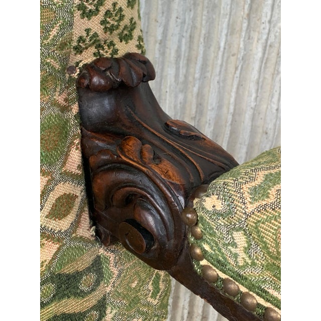 Louis XVI Style Spanish Pair of Carved Walnut Armchairs, 1900s For Sale - Image 14 of 18