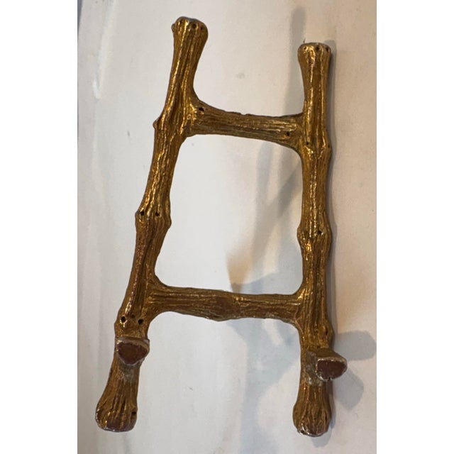 Vintage Faux Bamboo Gold Metal Petite Table Easel For Sale In Dallas - Image 6 of 8