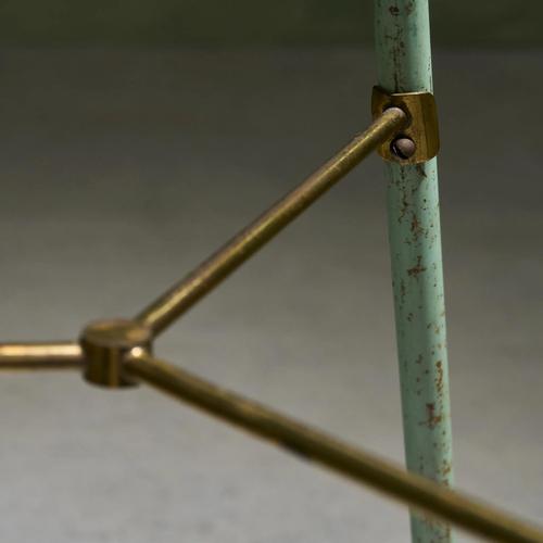 Sage Green Lacquered Floor Lamp with Brass Details from Stilnovo, Italy, 1955 For Sale - Image 10 of 12