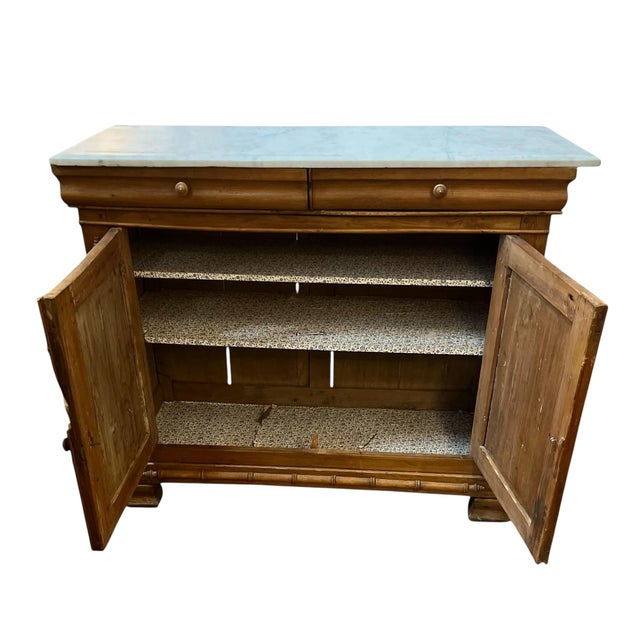 Antique 19th Century Faux Bamboo Buffet/Sideboard With Carrara Marble Top For Sale - Image 4 of 11