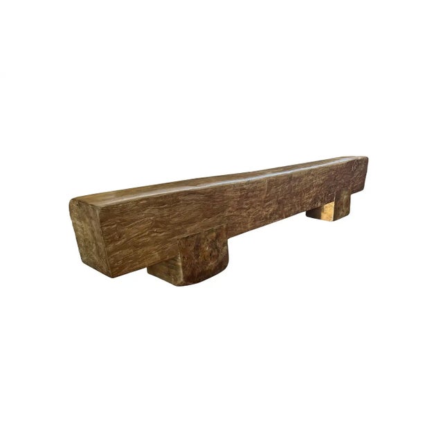 Wood Monumental Solid Teak Wood Bench Modern Organic, Stunning Wood Textures For Sale - Image 7 of 7