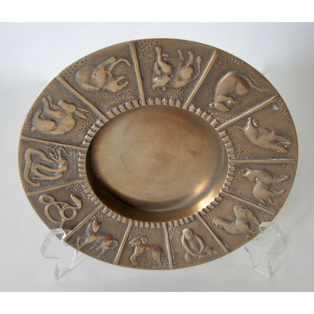 Vintage; Mid-Centiry, Asian-style, round brass catchall plate and/or Ashtray, given either or preferred use, but a...