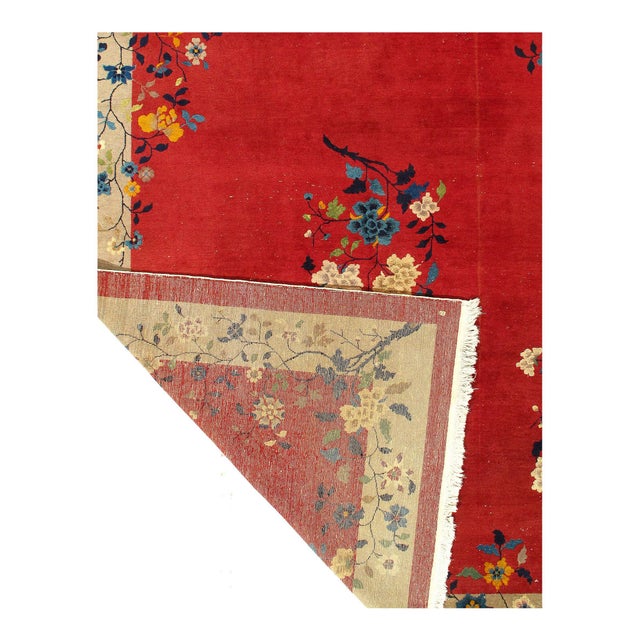 Traditional Pasargad DC Red Color Fine Antique Chinese Art Deco Rug For Sale - Image 3 of 10