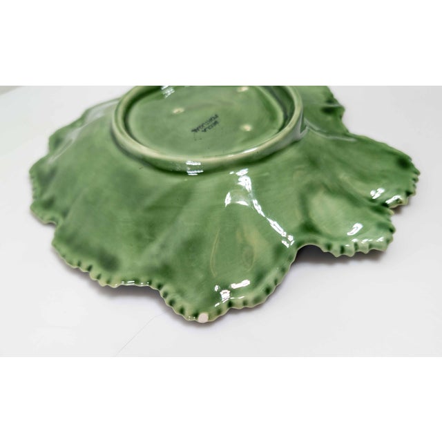 Mid-Century Set of 6 Green Cabbage Luncheon Plates by Secla Portugal For Sale - Image 18 of 18