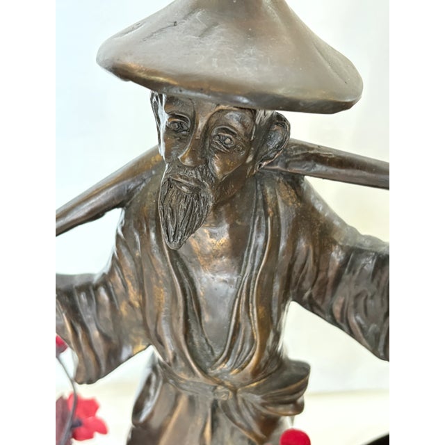 Asian Asian Bronze Figure of Man For Sale - Image 3 of 4