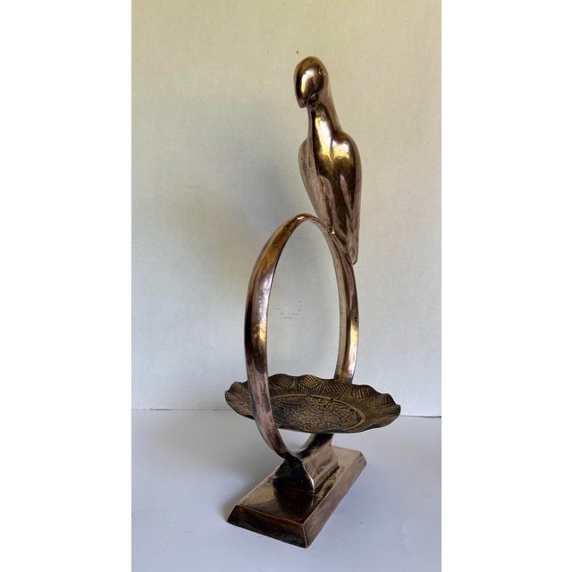 Vintage Brass Parrot and Diplay Catchall Sculptural Decor For Sale - Image 4 of 12