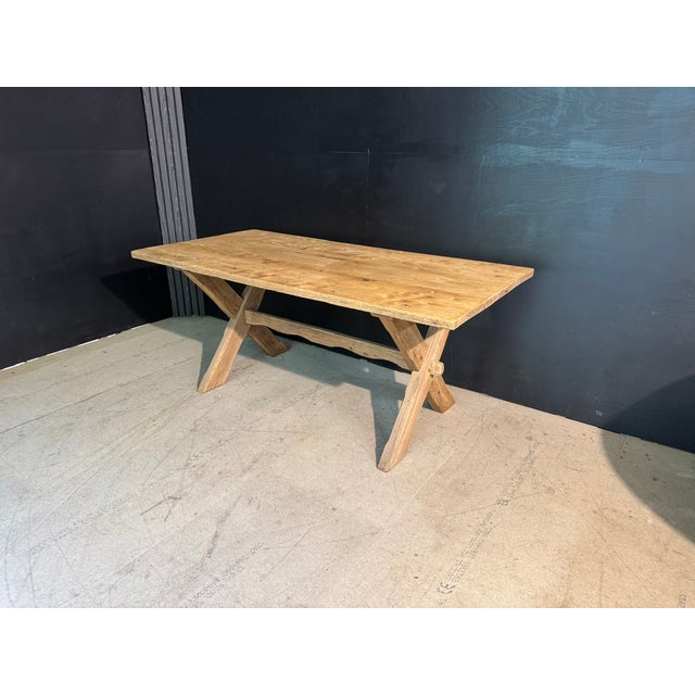 X Legs Farmhouse Dining Table in Oak, 1900s For Sale - Image 4 of 17