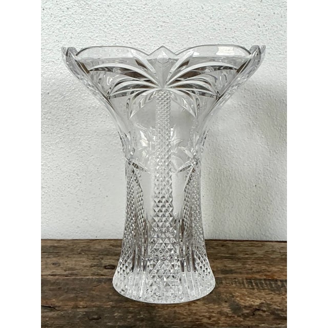 Vintage Palm Tree Crystal Vase For Sale - Image 11 of 12