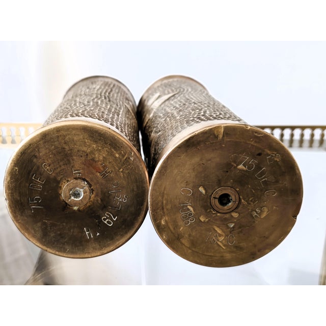 1930s Trench Art Brass Vases, 1910s, Set of 2 For Sale - Image 5 of 11