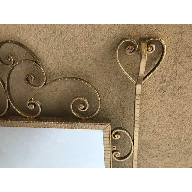 Mirror in Gilded Wrought Iron, 1950s For Sale - Image 4 of 5